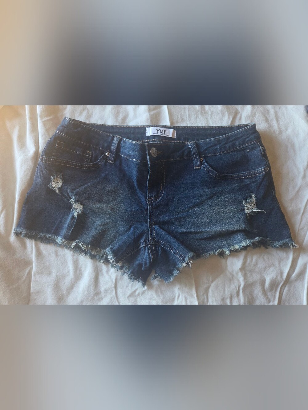 YMI Dark Blue Distressed Denim Cutoff Shorts